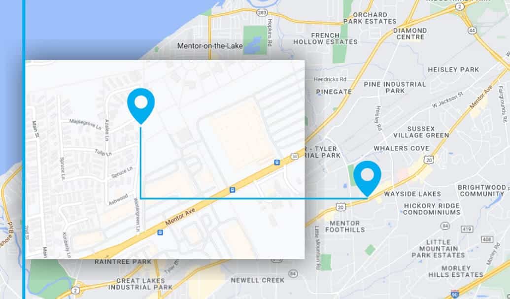 Map Showing The Location Of Our Dental Office In Mentor